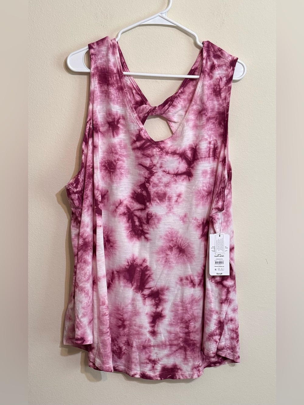 Terra & Sky Pink Tie-Dye Sleeveless Tank with Keyhole Back NWTS 3X